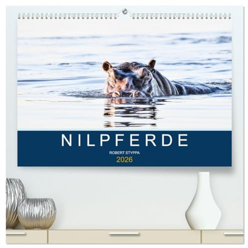 Nilpferde, Kolosse in Afrika (hochwertiger Premium Wandkalender 2026 DIN A2 quer), Kunstdruck in Hochglanz: Atemberaubende Aufnahmen afrikanischer Flusspferde (CALVENDO Tiere)