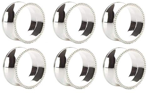 Yalulu 6 Stück Stahl Serviettenringe Servietten Halter Banquet Serviette Ring Dinner Hochzeits Hotel Weihnachten Dekoration Tischdeko (Silber)
