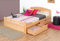 Jugendbett Easy Premium Line K5, inkl. 2 Schubladen und 1 Abdeckblende, 140 x 200 cm Buche Vollholz massiv Natur, inkl. Lattenrost