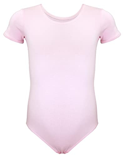 Aquarti Mädchen Kurzarm Ballettanzug Einfarbig, Farbe: Rosa, Größe: 128