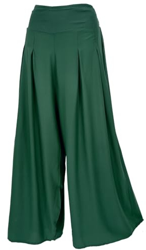 Boho Hosenrock, weite Sommerhose, Damenmode, Viskose, tannengrün, L/XL
