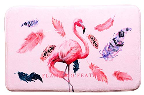 HomDSim Fashion bedruckte Badematte, Muster mit Badezimmerteppich, weich, rutschfest, Küchenteppich, Fußmatte, Heimdekoration, Zubehör – 75 x 45 cm Flamingo