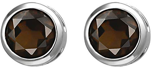 Jobo Damen-Ohrstecker aus 925 Sterling Silber mit Rauchquarz 6 mm