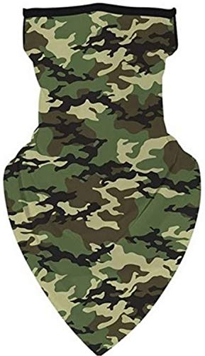 Unisex Bandana Gesichtsbedeckungsmaske Schal Gesicht Rave Sturmhaube Halsmanschette mit Ohrschlaufen, Staubtuch, waschbar, Wind Motorradabdeckung für Frauen/Männer (Armee-grüne Tarnung)