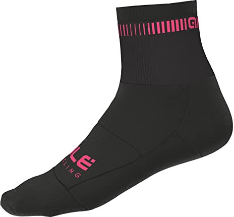Alé Cycling Logo Q-Skin Fahrradsocken, 12 cm, Schwarz/Fluo Pink, Größe M (40-43), Black Fluo Pink