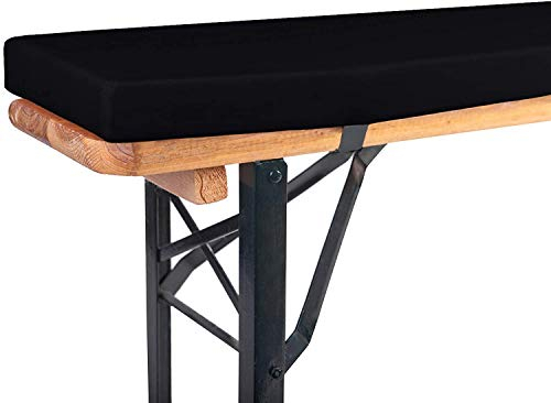 TexDeko BEZUG (ohne Füllung/Schaumstoff) für Bierbank-Auflage 220CM Bierzeltgarnitur mit Reißverschluss 4CM Hoch (Schwarz Wasser- & schmutzabweisend)