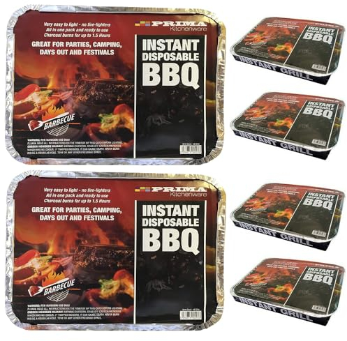 Set Of 6 Disposable Bbq Instant Grill Charcoal - Disposable Outdoor Camping Summer | Ideal for Garden BBQ, Camping, Outdoor Party, Picnics - Quick & Easy To Use