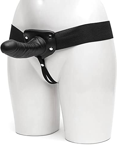 Lovehoney Perfect Partner Strap on 6-inch Silicone Dildo for Couples, Black | Realistic Hollow Sex Toy, Adjustable Waist with Popper Fastening, Waterproof, Gifts for Women and Couples