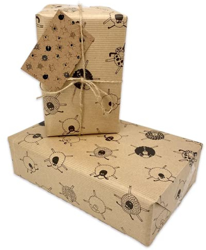 Geschenkpapier mit Schafen, 5 Blatt, luxuriöses Schaf-Geschenkpapier