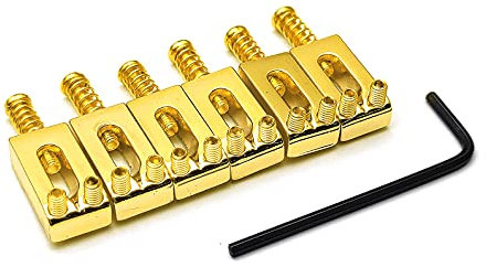 SAPHUE Sella per ponte per chitarra con viti a molla, chiave tremolo, per Fender Strat Stratocaster Tele Telecaster, accessori di ricambio per chitarra elettrica, 6 pezzi (oro)