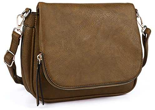 GLITZALL Crossbody-Taschen für Damen, kleine Umhängetaschen und Schulter-Handtaschen mit mehreren Taschen, PU-Leder, dunkelbraun, Small