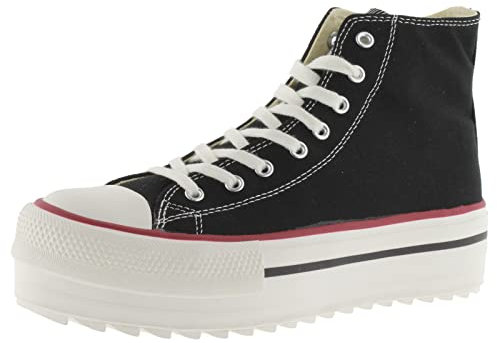 victoria Botín Tribu Lona & Sello Retro & Suela Doble En Sierra 1061121 para Mujer Negro 38