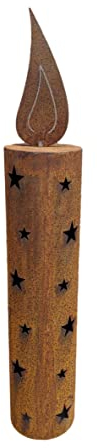 Windlichtkerze mit Sterne 70 cm hoch aus Metall in Edelrost Weihnachten Deko Garten Adventsgesteck Kerze Flamme Feuer Trauer