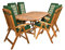 Rattanland | Gartenmöbel Set Bristol mit 6 Stühlen Bristol - Exotenholz, Akazie mit FSC-Zertifikat (Grün-weißes Premium-Kissen), 195 x 90 x 72 cm Tisch, (GSB66)