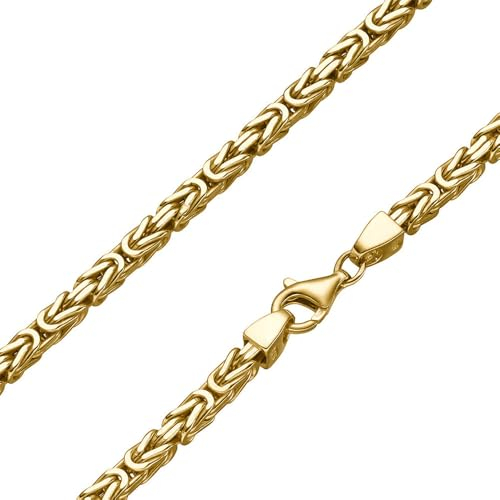 SchmuckForever Vergoldete 4mm Königskette 925 Silber massiv - Länge Wählbar - Gold Vergoldet - Collier Halskette oder Armband (23)