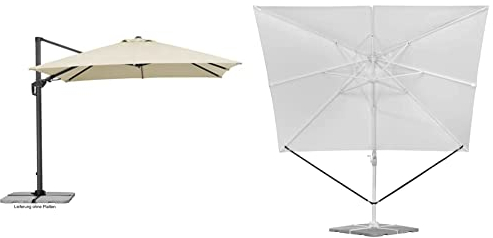 Schneider Sonnenschirm Rhodos Twist, natur, 300 x 300 cm quadratisch, 730-02, Gestell Alu/Stahl, Bespannung Polyester,25.7 kg & Windsicherung für Ampelschirme, 313-00, schwarzes Polyesterband, 0.09 kg
