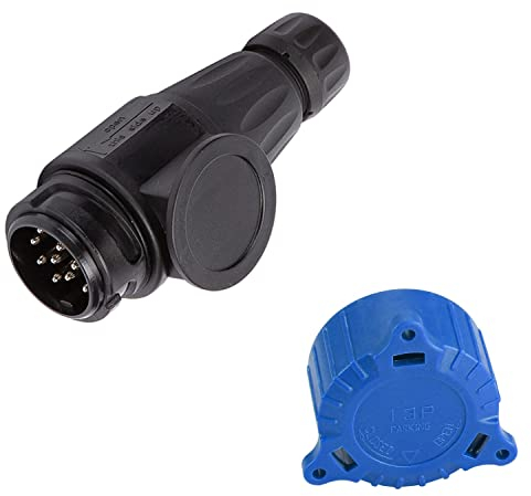 ETUKER Spina per Rimorchio a 13 Pin con Coperchio di Protezione per Il Parcheggio, Connettore per Gancio di Traino per Rimorchio a 12 V a 13 Pin, per Camion Camper Auto Roulotte