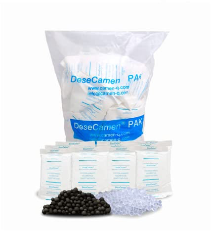 DeseCamen - Bustine di silice con carbone (10 sachetti - 120 gr) 1200 grammi - Silice gel - Deumidificatore - Pacchetti disseccanti - Assorbitore di Umidità - Antiumiditá - inodore - non tossico