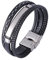 Dsnyu Bettelarmband Junge, Silber Leder Armreif Herren, 20.5CM 3-Schicht Armbänder Retro für Vater