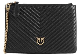 Pinko Damen Sheep Flat Classic Schaf Nappa CHEVR, Z99Q_Nero-Antique Gold