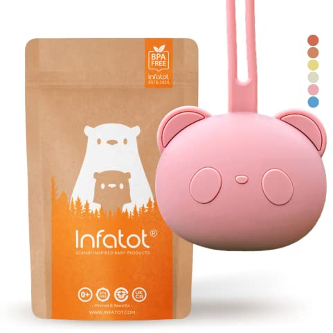 Infatot® Silicone Dummy Case - Pacifier Holder Soother Pod Case W/Strap - Dummy Box 100% Free from BPA, PVC, Dummy Holder Case, Dummies Case Pair with Dummy Clip, Dummy Cases for Babies - Grape