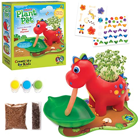Creativity for Kids Dinosaur Self Watering Plant Pet, Kids DIY Kit, Dinosaur Crafts for Boys, Easter Basket Stuffers (Ages 6+)