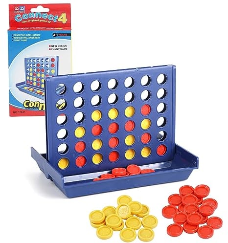 DERAYEE Puissance 4 - Jeux de Voyage et de Poche - Jeu Portable Amusant pour 2 Joueurs à Partir de 6 Ans(Bleu)