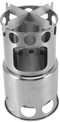 Estufa de Leña para Campamento, Resistente A Altas Temperaturas, Práctica Estufa Portátil de Acero Inoxidable, Estufa de Mochilero Ardiente para Ramas de Madera, Hojas, Conos de Pino