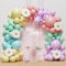 Kit Arco Palloncini Colorati, 136Pezzi Arco per Palloncini con Palloncini Colorati e Margherita, Palloncini Arcobaleno Pastello per Decorazioni Compleanno, Battesimo Bimba, Nascita Bimbo, Baby Shower
