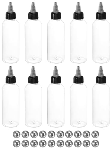 PATIKIL 100ml Small Squeeze Bottle, 10 Pcs Glue Bottle Applicator Bottle Air Brush Bottles Mini with Steel Ball Scale for Paint Gun Oil Glue DIY Air Craft Tie