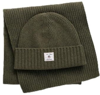 GANT Unisex Beanie Scarf Gift Set, Juniper Green, OneSize