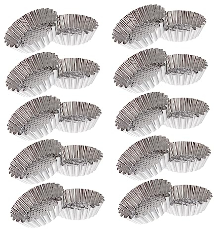 Zerodeko 20 Piezas bandejitas de aluminio moldes para tarta de huevo cacerola molde para pasteles taza de muffin de tarta moldes para tartas de flores cordón plato de tarta molde de tarta