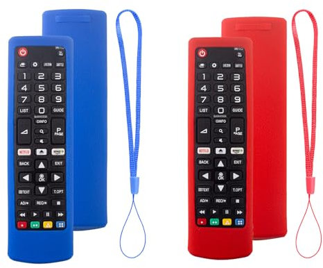 RYHX Copertura in Silicone Copertura Protettiva per LG AKB75095308 AKB75095307 AKB73715601 Telecomandi TV, Copertura in Silicone Antiscivolo Antiurto per Telecomando LG (Acquamarina+Rosso)