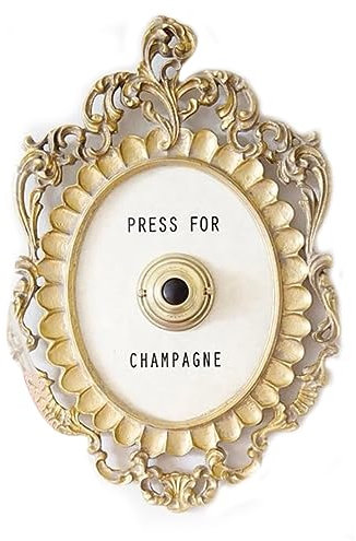 Ring Mini Press for Champagne Button, Halloween Vintage Champagne Wine Doorbell Creative Tabletop Decoration Doorbell Champagne Themed Decor Wall Plaque Ornament Gift (Gold)