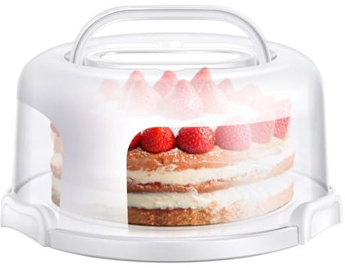 Ohuhu Boite Transport Gateau, Boite a Gateau avec Couvercle pour Gâteau de 10 Pouce, Cloche Gateau avec Base Double Face pour le Transport de Tartes Noix Fruits, Cadeau Parfait pour Femme