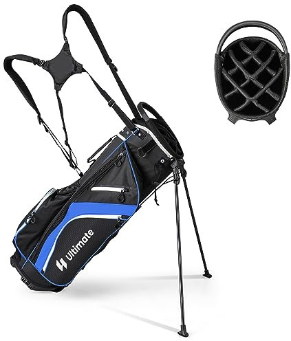 GOPLUS Sac de Golf 14 Compartiments avec Support Trépied, Double Bretelles, 6 Poches zippées, Isotherme, Housse de Pluie, Portable pour Hommes et Femmes