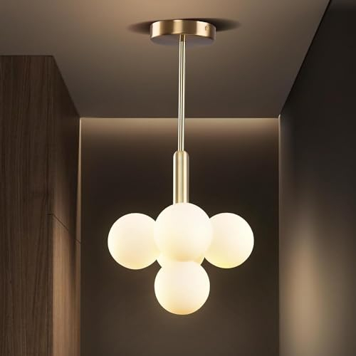 LYSDjia Kronleuchter Modern Globe Gold Glasform Sputnik Deckenleuchte Mid Century Bubble Esszimmer Pendelleuchte Hängende Messingfarbe Inselleuchte für Küche Schlafzimmer Eingangsbereich über dem Tisc