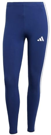 adidas Damen Essentials 3-Stripes Cotton Leggings, Dark Blue/White, M