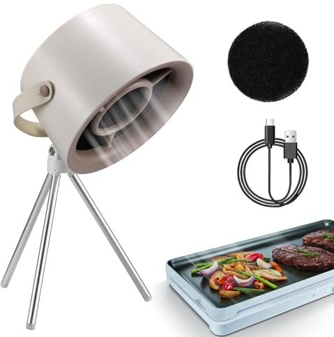 Palmcee Portable Range Hood, Desktop Range Hoods 3 Speed Mini Range Hood Kitchen Exhaust Fan, Detachable Filter Screen Adsorbed Oil for Indoor Hot Pot BBQ Camping