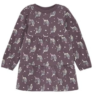 S.Oliver Junior Mädchen 2156222 Sweatkleid Mit Allover Print, 48a1, 128 EU