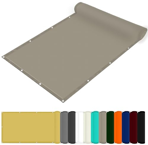 Sonnensegel Balkon 250 x 500 cm Windschutz Rechteck Sonnensegel Rechteckig Uv-Schutz-Polyestergewebe mit Seil Beschattungsnetz für Pool Schwimmbad Und Gewächshaus, Khaki