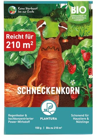 Plantura Bio-Schneckenkorn, regenfester Power-Wirkstoff, hochwirksame Schneckenbekämpfung an Obst Gemüse & Zierpflanzen, schonend für Haustiere, Vorteilspack: 150 g für 210 m²