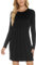 QUNERY Vestito Donna Invernale Elegante,Abito in Maglia Manica Lunga Collo Alto per Autunno,Vestiti Maglione Elasticizzato Casual E-Noir M