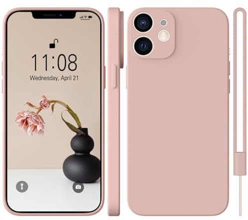 WXX für iPhone 12 Hülle Silikon Case, Slim mit Microfiber, Kratzfeste Rundumschutz Case für iPhone 12 6.1'' Matte Rosa