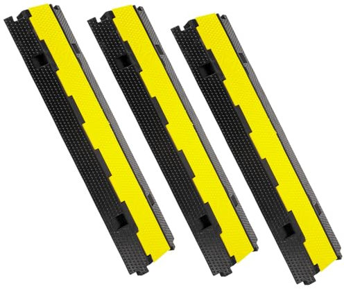 Ansobea Lot de 3 passages de câbles à 2 canaux - 101 x 25 x 5 cm - Pont de câble en caoutchouc - Design modulaire - Pont de câbles - Protection contre les dépassements pour les câbles - Tapis de