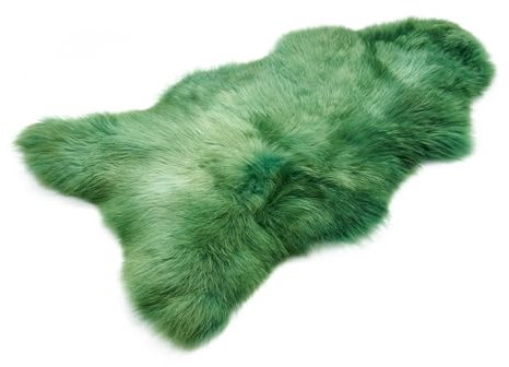 Decorating Sheepskins Premium Merino Schaffell Echt 110-120 cm, Weich Lammfell Echt Grün, Fell für Stuhl, geruchlos, Alternative zu Kunstfell, Lammfell Teppich für das Sofa, Schaffelle, Lammfelle
