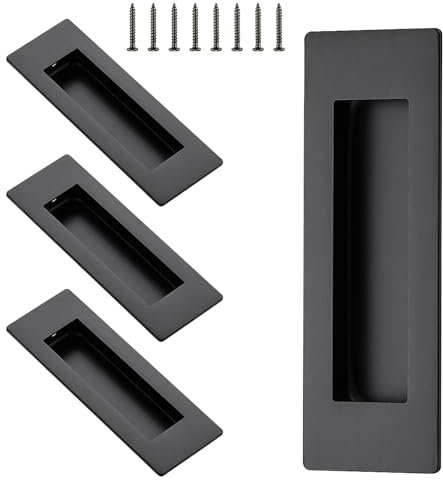 4Paquetes Tirador Corredera,Tiradores Rectangulares Empotrados,Manija de Puerta Empotrado,Tiradores para Muebles con Tornillos Autoperforantes,Para Puertas de Armarios,Roperos,Cuartos de Baño