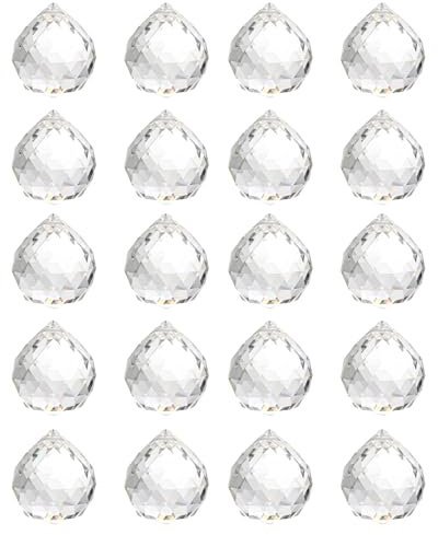 20 Piezas 20mm Bola de Cristal Transparentes Colgante Bola de Cristal Cristales Prisma para Decoración para decoración en hogar Bodas y Fiestas Decoración de Lámpara de Casa,Boda,Navid