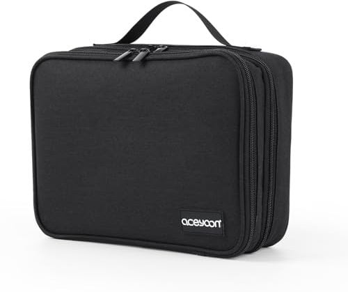 aceyoon 3 Schicht Kabeltasche Organizer Groß, Wasserdicht Kabel Tasche Reise 300D Oxford Stoff Elektronik Zubehör Organizer Cable Organizer Bag für Ladegerät, Handy, Powerbank (28 x 22 x 7cm Schwarz)
