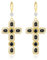 Linawe Kreuz Ohrringe Lang Hängend, Ohrringe Schwarz Damen, Gold Damenohrringe Schmuck Set, Kreuz Anhänger Ohrhänger Tropfen Ohrringe, Kristall Strasssteine Geburtsstein Modeschmuck